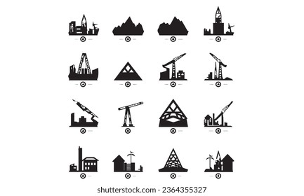 Construction black logo set template