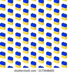 construction blocks in the colors of the flag of Ukraine, pattern, patriotism in toys