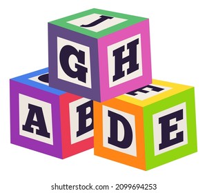 Construction blocks. Kid alphabet cube toy icon