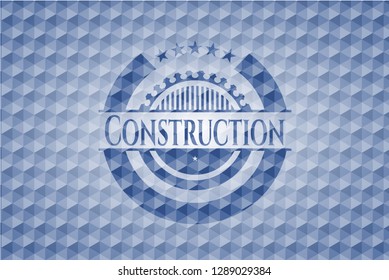Construction blue hexagon badge.