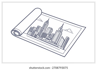 Conjunto de ilustración de planos de construcción Arquitectura e ingeniería Arte de línea
