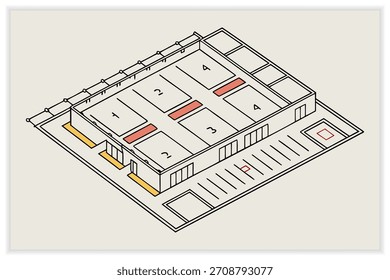 Conjunto de ilustración de planos de construcción Arquitectura e ingeniería Arte de línea