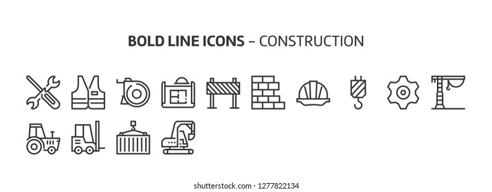 Construction, bold line icons. The illustrations are a vector, editable stroke, 48x48 pixel perfect files. Crafted with precision and eye for quality.