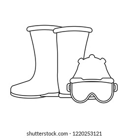 Construction boot and glasses with helmet black and white