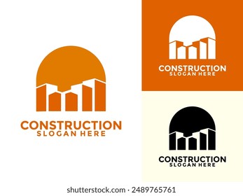 Construction with brick and building logo vector template