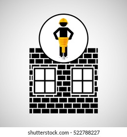 construction brick worker jackhammer graphic vector illustration eps 10