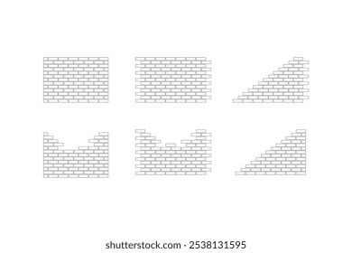Construction bricks icon set. Building vector flat design. Outlane style bricks vector illustration.
