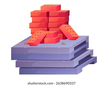 Construction bricks realism style isolated design element. Vector flat graphic design illustration