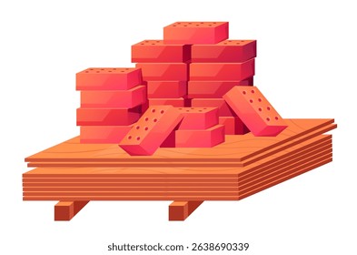 Construction bricks realism style isolated design element. Vector flat graphic design illustration