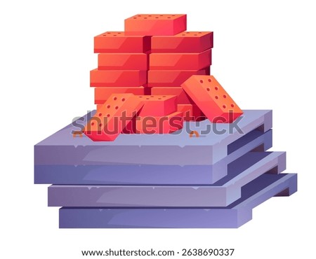 Construction bricks realism style isolated design element. Vector flat graphic design illustration