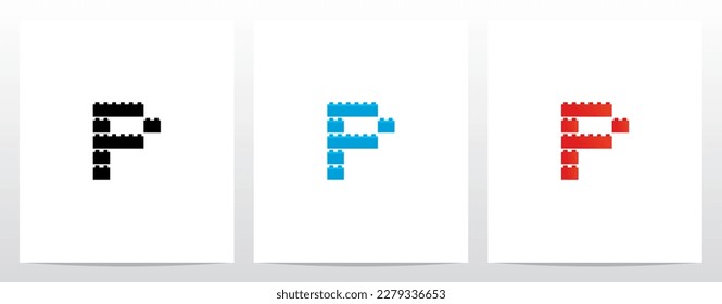 Construction Bricks Toys Letter Logo Design P