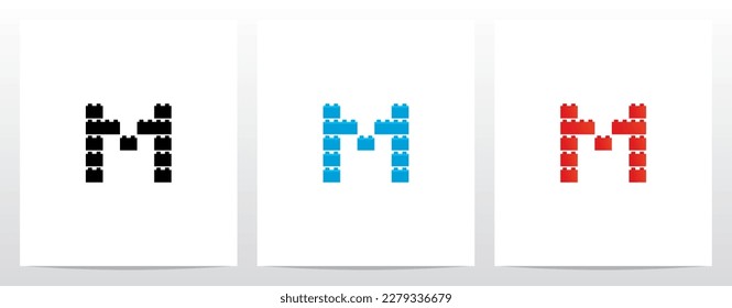 Bausteine Spielzeug Buchstaben Logo Design M