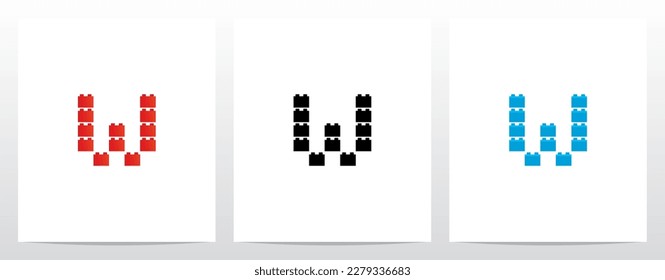 Construction Bricks Toys Letter Logo Design W