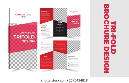 Construction brochure design template, Creative and Professional tri fold brochure design vector eps, Creative marketing brochure design.