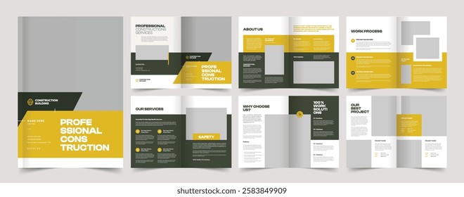 Construction Brochure Template, A4 Template, 12 Page