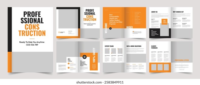 Construction Brochure Template, A4 Template, 12 Page