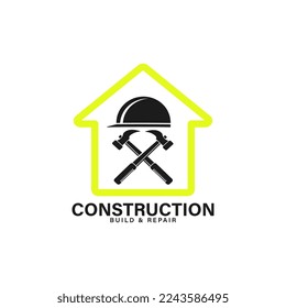 construction build amp; repair house logo