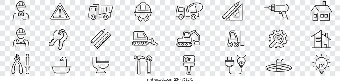 Construction Build line icons collection Vector illustration