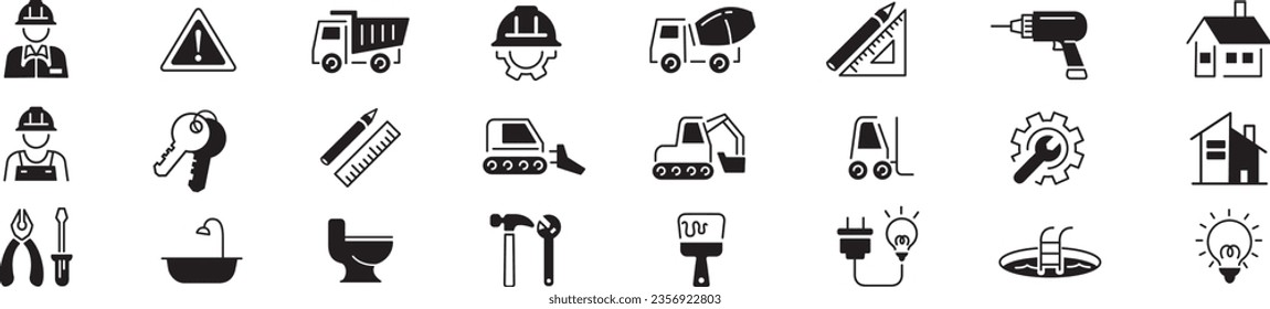 Construction Build line icons collection Vector illustration