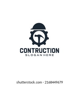 Construction Build and Repair with Hard Hats Logo Vector Icon Illustration
