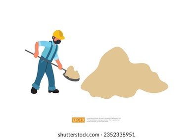 Konstruktionsbauer-Zeichen mit Schaufellergrabstoff. Vektorgrafik des Bauarbeiters