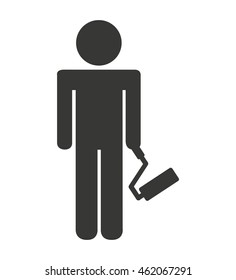 construction builder silhouette icon vector illustration design
