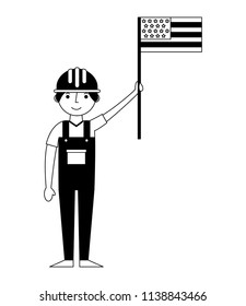 construction builder with usa flag avatar character