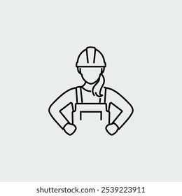 Ícone do vetor do engenheiro de mulher do construtor da construção