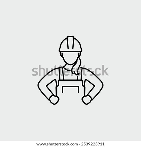 Construction Builder Worker Woman Engineer Vector Icon