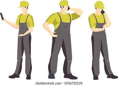 Construcción. Generadores, ilustración de grupo. Ilustración vectorial. Tema industrial. Episodio de la vida de los trabajadores. Carpinteros.
