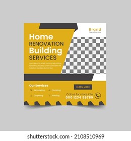 Construction building handyman home repair flyer social media post 