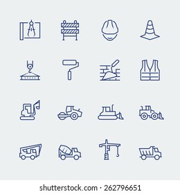 Construction And Building Icon Set In Thin Line Style