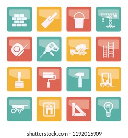 Construction and Building icons over colored background - vector Icon Set 