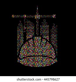 Construction building industry designed using colorful mosaic graphic vector.