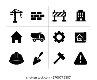 Construction and Building Industry Flat Icons Collection