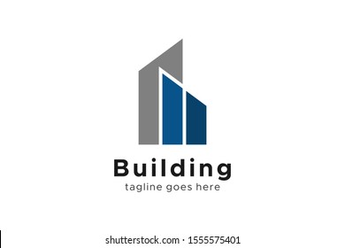 Construction Building Logo Architecture Letter B Simple Flat Geometric Line