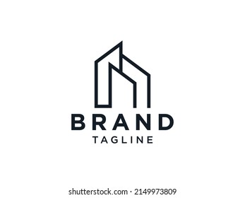 Construction Building Logo Architecture Simple Flat Geometric Line
