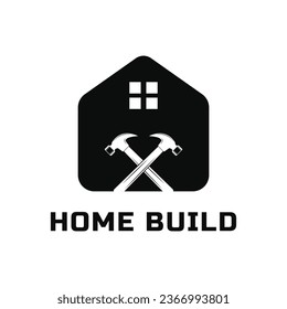 Construction building logo design concept with hammer