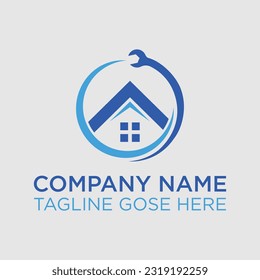 Vector de diseño del logotipo de construcción, diseño de la plantilla del logotipo de reparación del hogar, logotipo de reparación de la casa. Icono de herramientas. Logo de reparación de techos. Repara el cartel de la casa. Icono de mejora del hogar, construcción de viviendas creativas 