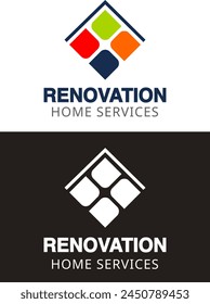 Construcción Construcción Logo Icon Design Vector, diseño plano, servicios para el hogar, renovación, reparación, pintura, techado, servicios de mantenimiento,