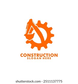 Vector de diseño de iconos de logotipos de edificios de construcción, Ilustración vectorial de logotipos de excavadoras, Plantilla de logotipos de excavadoras de construcción