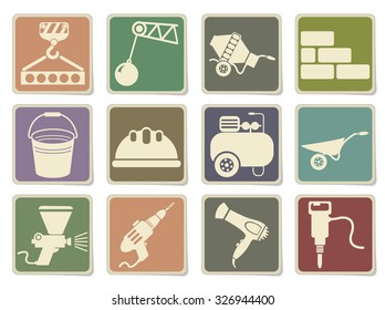 Construction, building materials, construction equipment icons