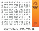 Construction and building materials isolated icons set