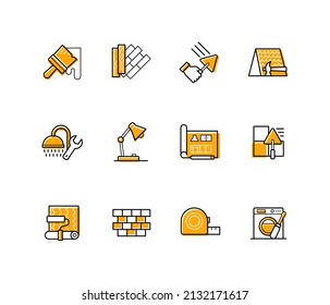 Construction and building - modern line design style icons set