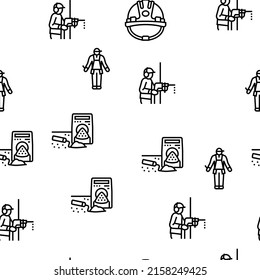 Construction Building And Repair Vector Seamless Pattern Thin Line Illustration