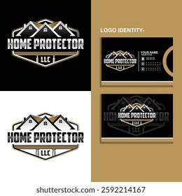 Construction building roofing logo design. Building and construction logo vector design. Roofing and crawl space repairs logo