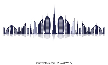 Construction building Silhouette, metropolitan shape in urban residential construction. Architectural skyscraper vector shape. Realistic Residential Construction of Architectural Building View