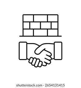 Icono de línea de desarrollo de sitio de construcción