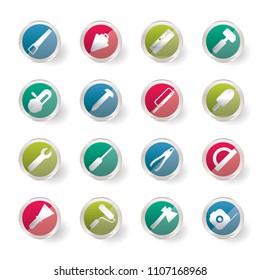 Construction and Building Tools icons over colored background - Vector Icon Set