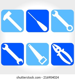 Construction and Building Tools icons - Vector Icon Set. Vector set of wrench, hammer, pliers, a saw, a screwdriver. Vector illustration.